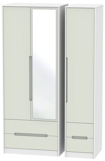 Monaco Cashmere and White 3 Door 1 Mirror Combi Tall Wardrobe