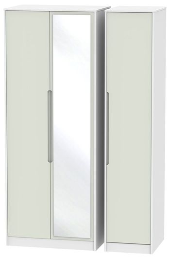 Monaco Cashmere and White 3 Door 1 Mirror Tall Triple Wardrobe