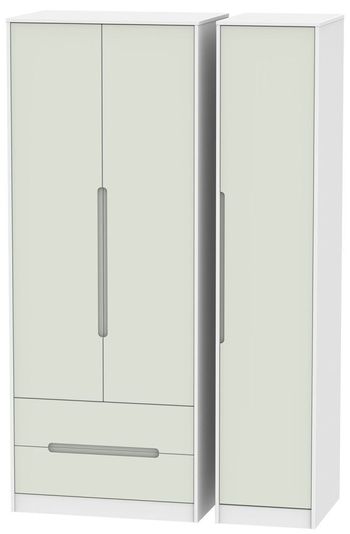 Monaco Cashmere and White 3 Door LHF 2 Drawer Tall Triple Wardrobe
