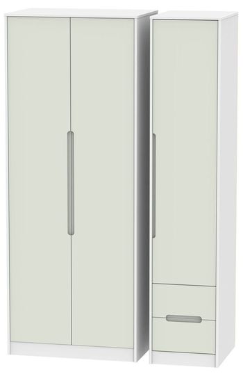 Monaco Cashmere and White 3 Door RHF 2 Drawer Tall Triple Wardrobe