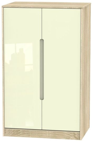 Monaco Cream Gloss and Oak 2 Door Midi Wardrobe