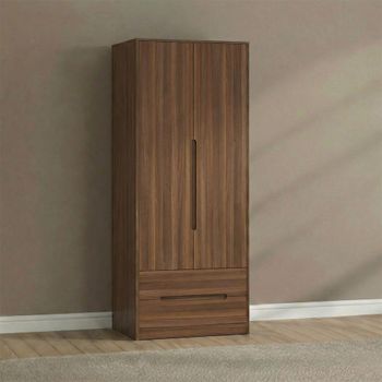 Monaco 2 Door 2 Drawer Tall Plain Noche Walnut Wardrobe