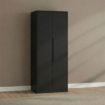 Monaco Black 2 Door Tall Plain Wardrobe