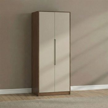 Monaco Cashmere and Carini Walnut 2 Door Tall Plain Wardrobe
