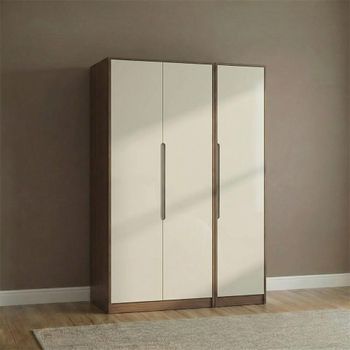 Monaco Cashmere and Carini Walnut 3 Door Tall Triple Wardrobe