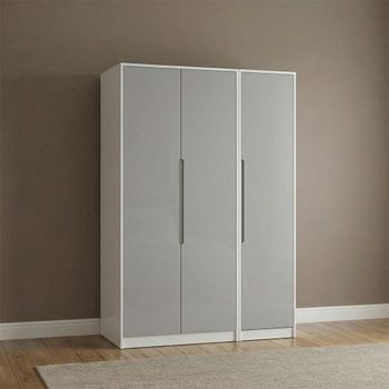 Monaco Grey and White 3 Door Tall Triple Wardrobe