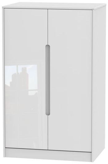 Monaco White Gloss 2 Door Midi Wardrobe