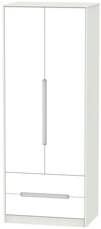 Monaco White and Cashmere 2 Door 2 Drawer Tall Wardrobe
