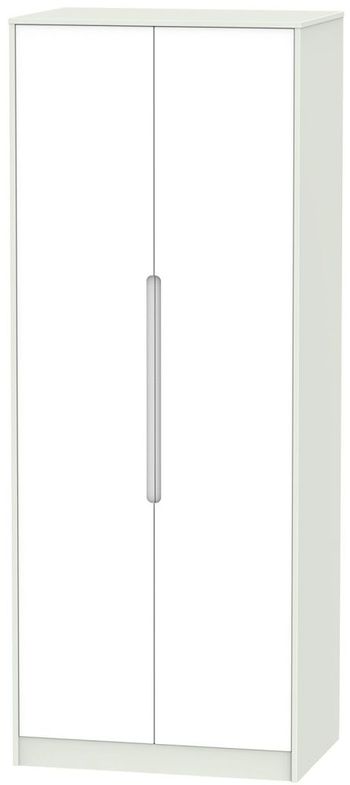 Monaco White and Cashmere 2 Door Tall Plain Wardrobe