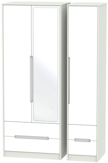 Monaco White and Cashmere 3 Door 1 Mirror Combi Tall Wardrobe