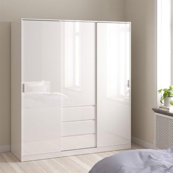 Naia White Gloss 3 Door 3 Drawer Wardrobe