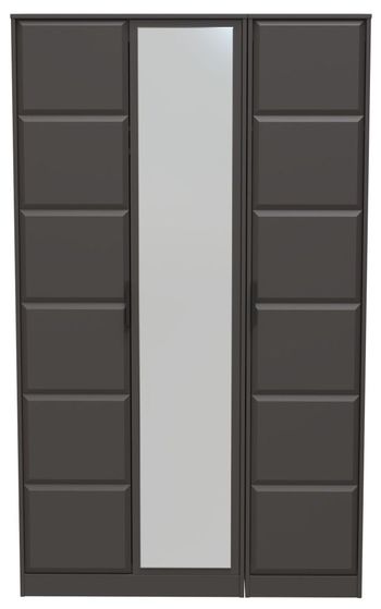 New York Graphite 3 Door 1 Mirror Tall Triple Wardrobe