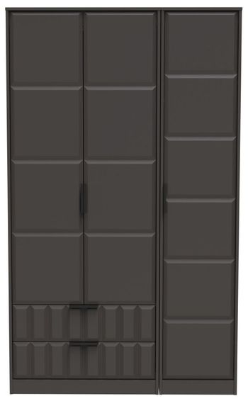 New York Graphite 3 Door LHF 2 Drawer Tall Triple Wardrobe