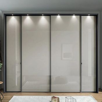 Nizza Champagne Glass and Havana Carcase 4 Door Sliding Wardrobe