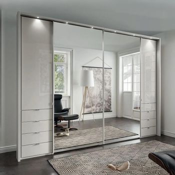 Nizza White Glass with Passepartout 4 Door Combi Sliding Wardrobe