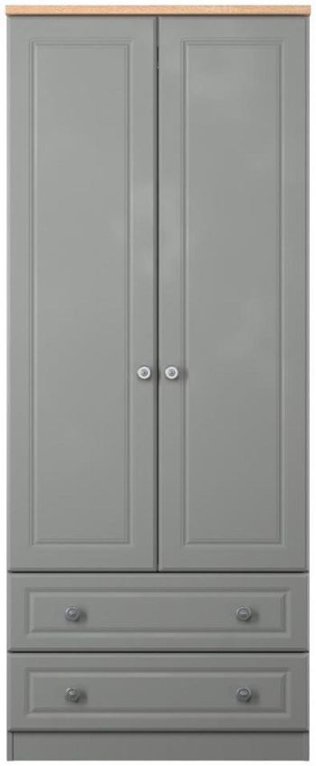 Norfolk Grey and Oak 2 Door 2 Drawer Double Wardrobe