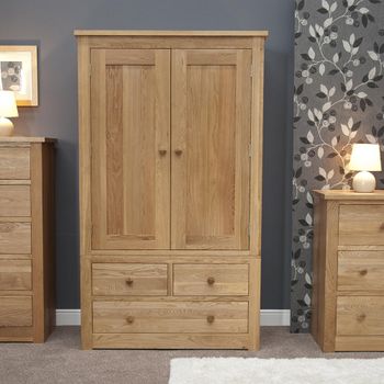 Torino Oak 2 Door 3 Drawer Wardrobe