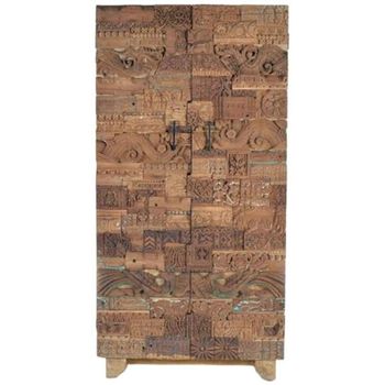 Omao Carved Mango Wood 2 Door Hinged Wardrobe