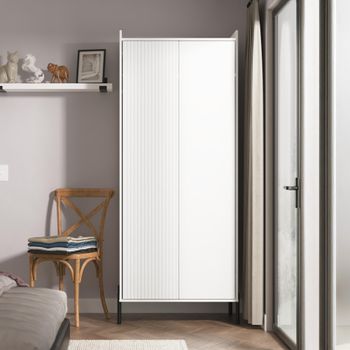 Osaka White Matt Fluted 2 Door Tall Wardrobe