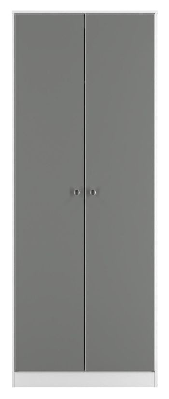Padstow Grey and White 2 Door Tall Plain Wardrobe