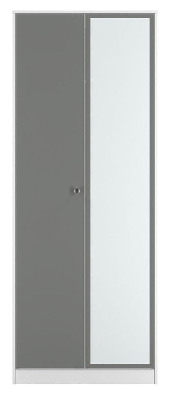 Padstow Grey and White 2 Door 1 Mirror Tall Wardrobe