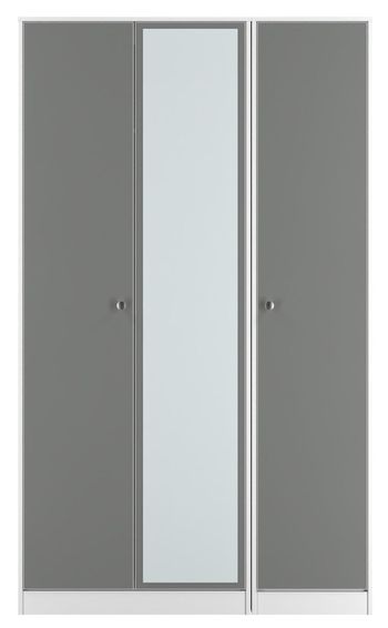 Padstow Grey and White 3 Door 1 Mirror Tall Triple Wardrobe