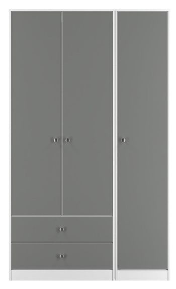 Padstow Grey and White 3 Door LHF 2 Drawer Tall Triple Wardrobe