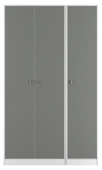 Padstow Grey and White 3 Door Tall Triple Wardrobe