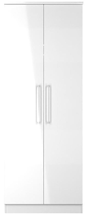 Paris White Gloss 2 Door Tall Plain Wardrobe