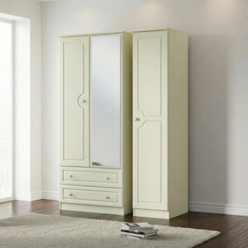 Pembroke Cream 3 Door 1 Mirror LHF 2 Drawer Combi Wardrobe