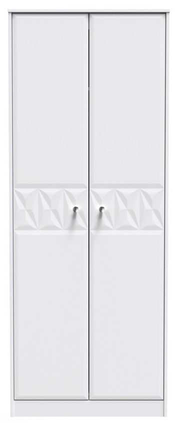 Pixel White 2 Door Tall Plain Wardrobe
