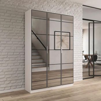 Acero Alpine White Mirrored 136cm 3 Door Wardrobe
