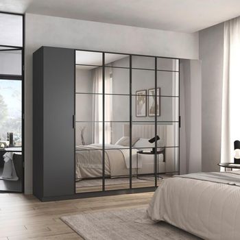 Acero Metallic Grey 271cm 6 Door Mirror Wardrobe