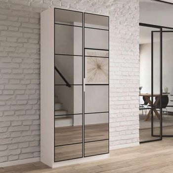 Acero Alpine White Mirrored 91cm 2 Door Wardrobe