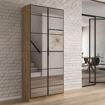 Acero Mirrored Artisan Oak 91cm 2 Door Wardrobe