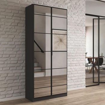 Acero Metallic Grey Mirrored 91cm 2 Door Wardrobe