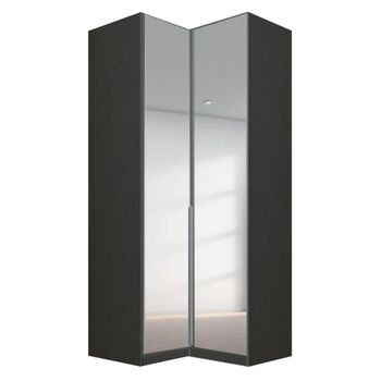 Alabama Metallic Dark Grey Mirrored 100cm 2 Door Corner Wardrobe
