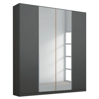 Alabama Metallic Dark Grey 181cm 4 Door Mirror Wardrobe
