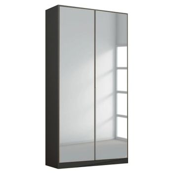 Alabama Metallic Dark Grey Mirrored 91cm 2 Door Wardrobe