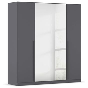 Alba Metallic Grey 181cm 4 Door Mirror Wardrobe