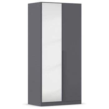 Alba Metallic Grey 91cm 2 Door Mirror Wardrobe
