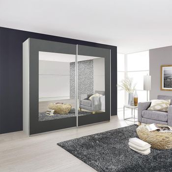 Alegro Alpine White and Metallic Dark Grey 181cm 2 Door with Mirror Sliding Wardrobe