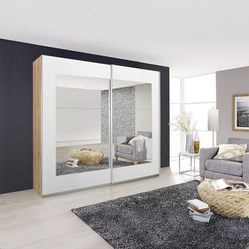 Alegro Sonoma Oak and Alpine White 181cm 2 Door with Mirror Sliding Wardrobe