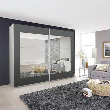 Alegro Alpine White and Metallic Dark Grey 226cm 2 Door with Mirror Sliding Wardrobe