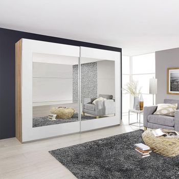 Alegro Sonoma Oak and Alpine White 226cm 2 Door with Mirror Sliding Wardrobe