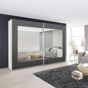 Alegro Alpine White and Metallic Dark Grey 271cm 2 Door with Mirror Sliding Wardrobe