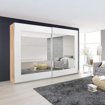 Alegro Sonoma Oak and Alpine White 271cm 2 Door with Mirror Sliding Wardrobe