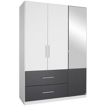 Alvor Alpine White and Metallic Dark Grey 136cm 3 Door Combi Wardrobe