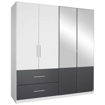 Alvor Alpine White and Metallic Dark Grey 181cm 4 Door Combi Wardrobe