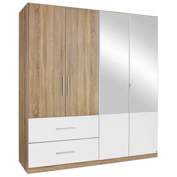 Alvor Sonoma Oak and Alpine White 181cm 4 Door Combi Wardrobe